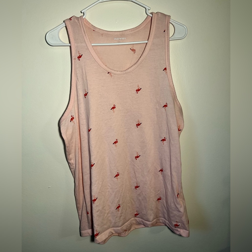 Old Navy Pink Flamingo Print Sleeveless Tank Top Men’s Size S